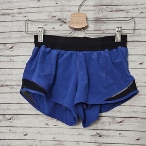 lululemon athletica Women’s Royal Blue Running Shorts with Black Waistband